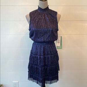 Sam & Jess Elegant shimmering Navy Sleeveless Dress
